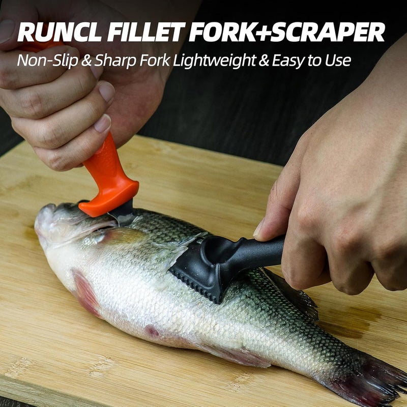 PROBITE RUNCL Fishing Fillet Knife Combo Set, Fishing Tools Kit With 9" Fillet Knife, Fillet Fork, Knife Sharpener and Fish Scaler Remover, 4 Pieces fishing Kit Tool, Perfect for Fresh or Saltwater - Image 3